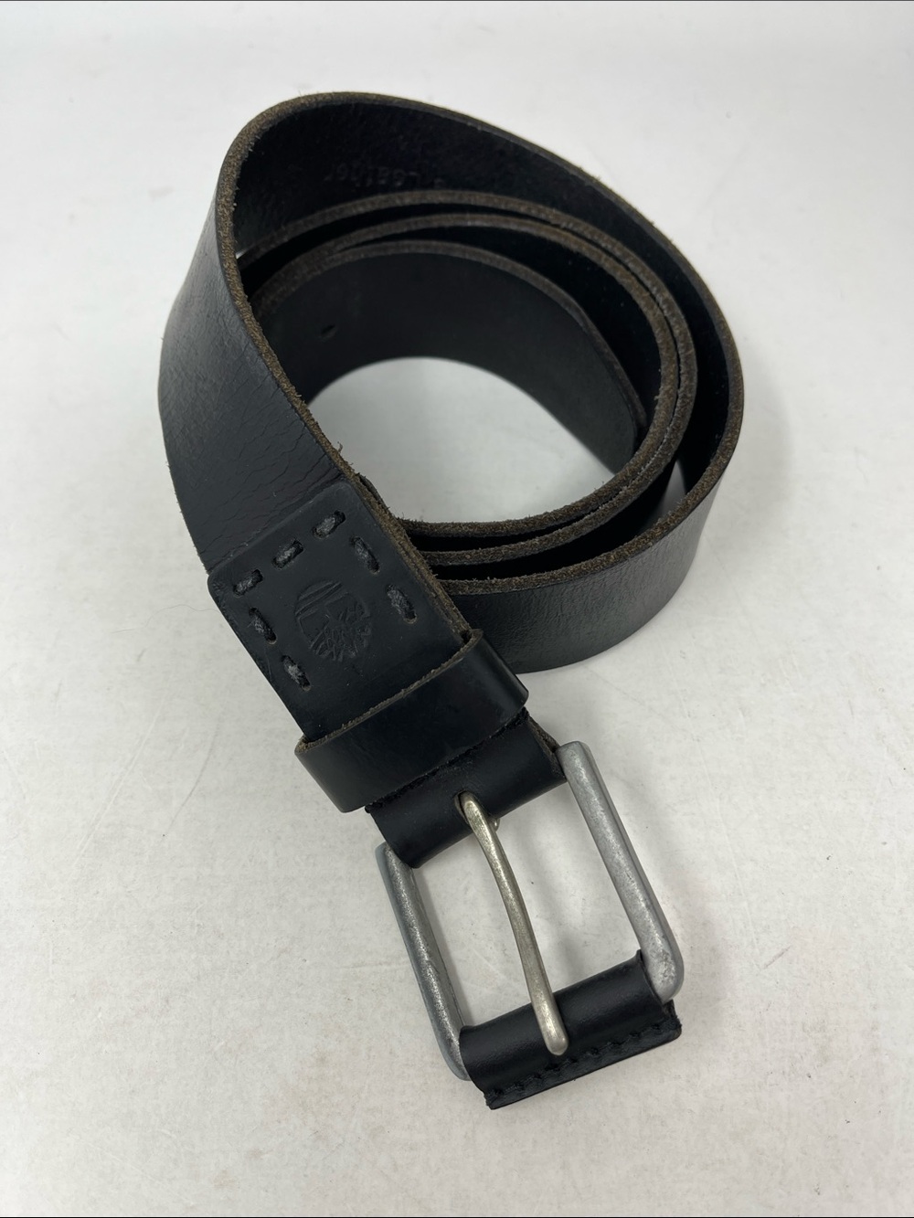 TIMBERLAND BLACK GENUINE LEATHER BELT SILVER BUCKLE MENS 2XL 42-46